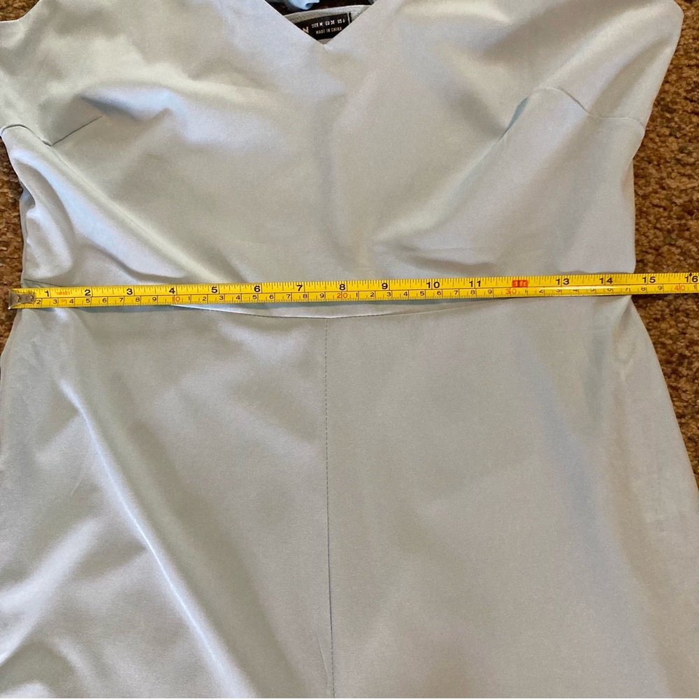 **SOLD** Light Blue Wide Leg Jumpsuit Size M Romper Sleeveless Back Tie - Picture 6 of 7